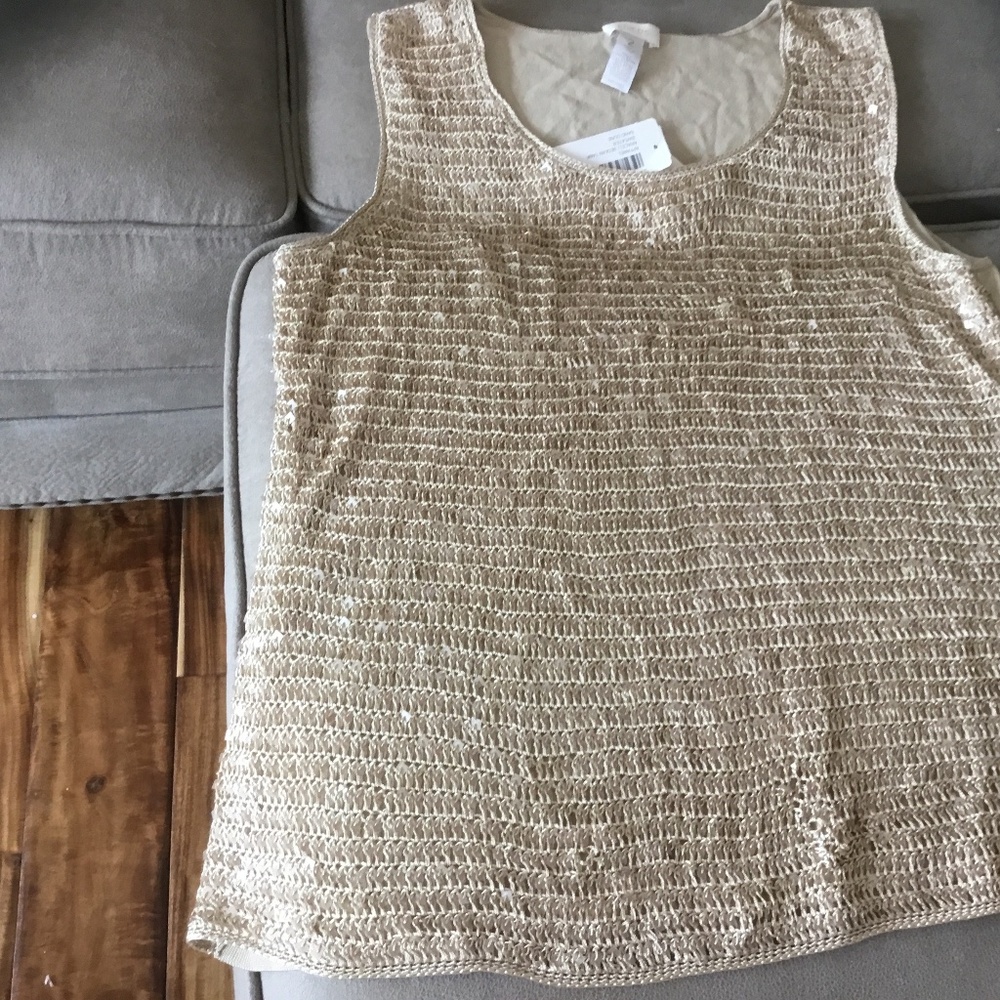 Chicos crochet sequin top, size 2, NWT